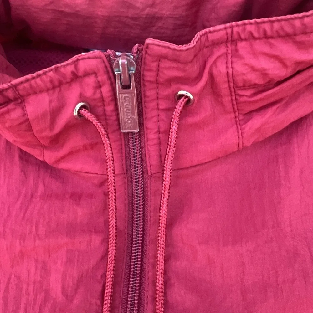 Vintage Reebok Windbreaker Men XL Burgundy Blue Nylon Hooded Boxy Sportswear 90s